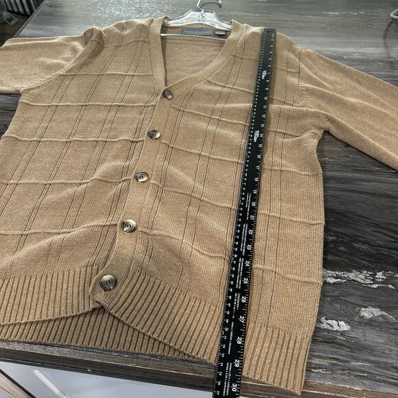 Oscar De La Renta Mens Cardigan Large Grandpa Sweater Old Money Knit Classic - Picture 9 of 12